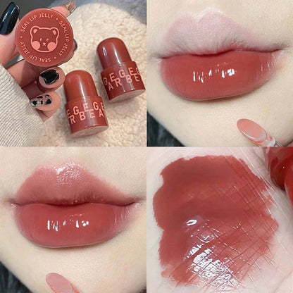 Waterproof Lasting Moisturizing No Fading Jelly Lip Glaze Bear Seal Mirror Lipsticks Lip Gloss