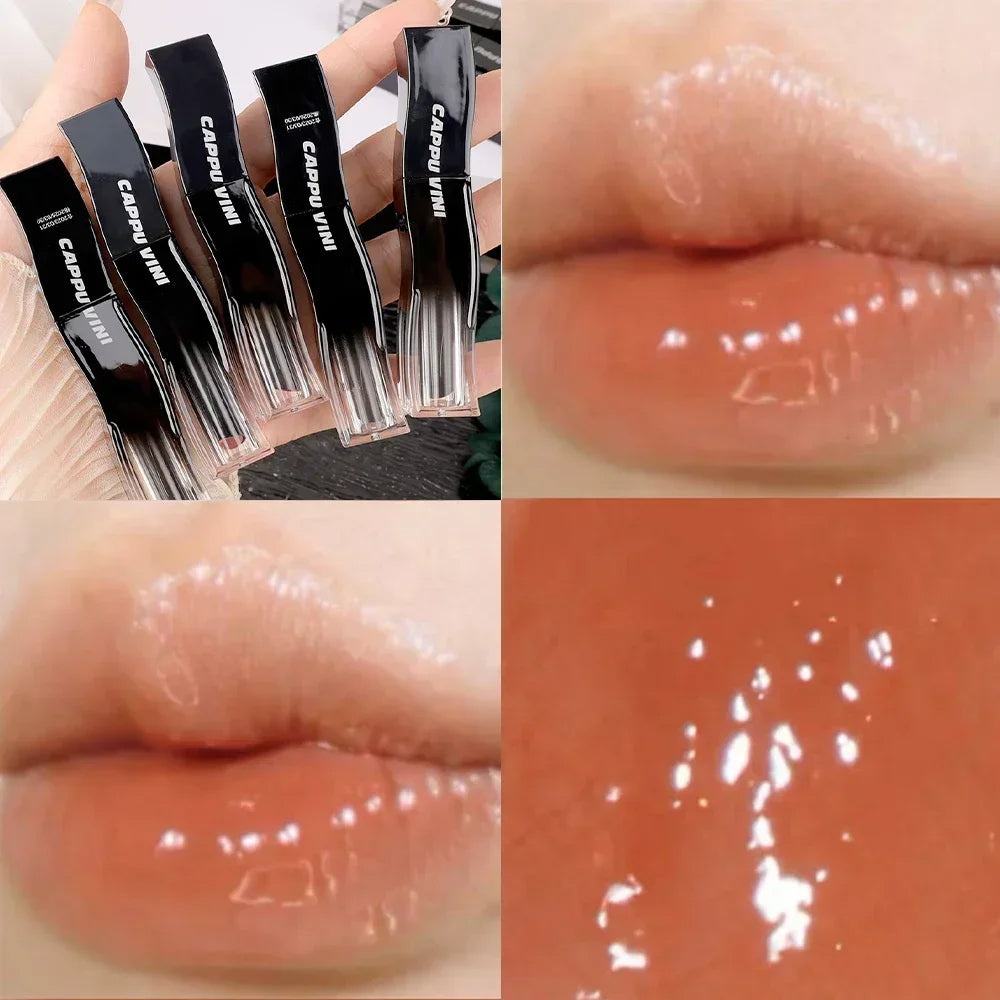 New Jelly Mirror Black Tube Lipstick Long Lasting Non-stick Cup Moisturize Water Light Lip Gloss