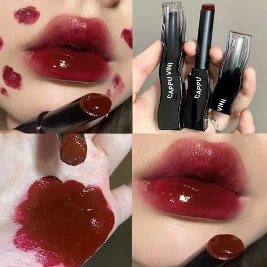 New Jelly Mirror Black Tube Lipstick Long Lasting Non-stick Cup Moisturize Water Light Lip Gloss