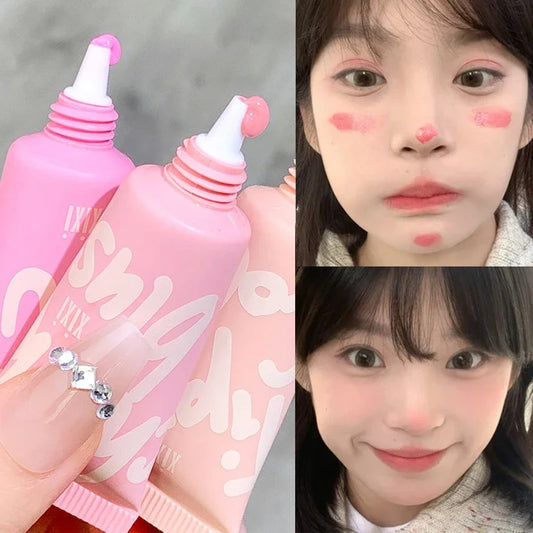 Korean Liquid Blush Cream Eyeshadow Velvet Matte Pink Blusher Natural Easy To Smudge Cheek Tint Face Contour