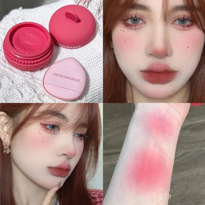 Mousse Blush Palette Rose Hawthorn Cheek Tint Blusher with Puff Natural Face