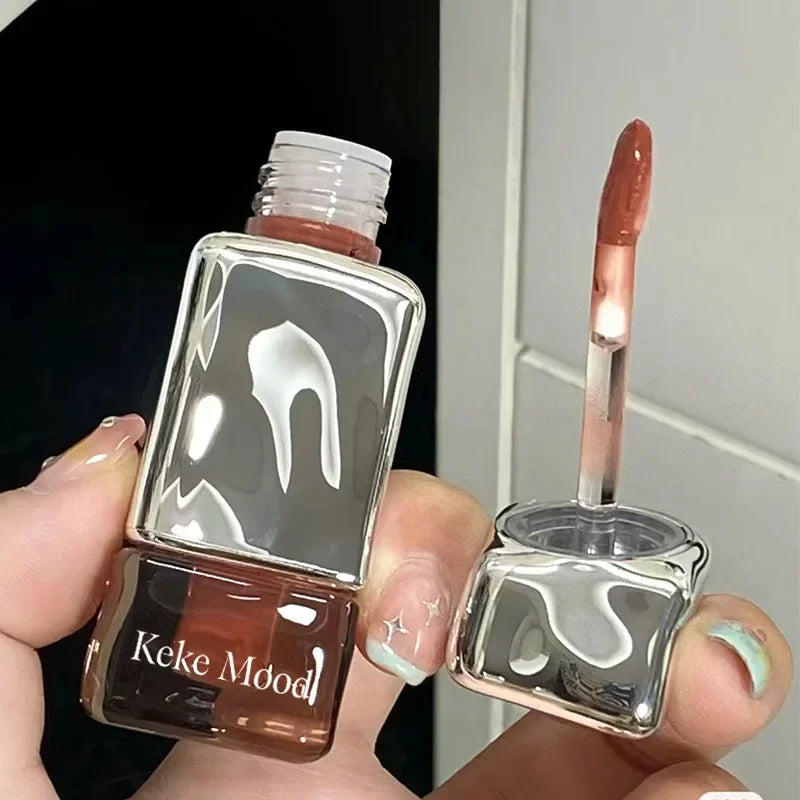 Korean Mirror Water Lip Gloss Lip Glaze Transparent Glass Lip Oil Waterproof Liquid Lipstick Nude Brown Clear Tint Makeup