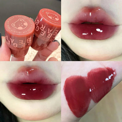 Waterproof Lasting Moisturizing No Fading Jelly Lip Glaze Bear Seal Mirror Lipsticks Lip Gloss