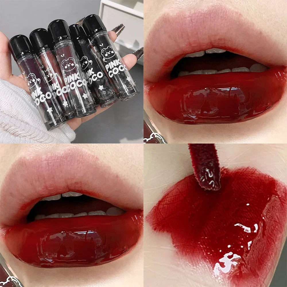 Punk Juice Red Lipgloss Water Light Clear Lip Glaze and Blush 2 in1 Waterproof Non Stick Liquid Lipstick Nude Lip Tint Makeup