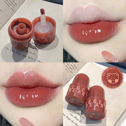 Waterproof Lasting Moisturizing No Fading Jelly Lip Glaze Bear Seal Mirror Lipsticks Lip Gloss