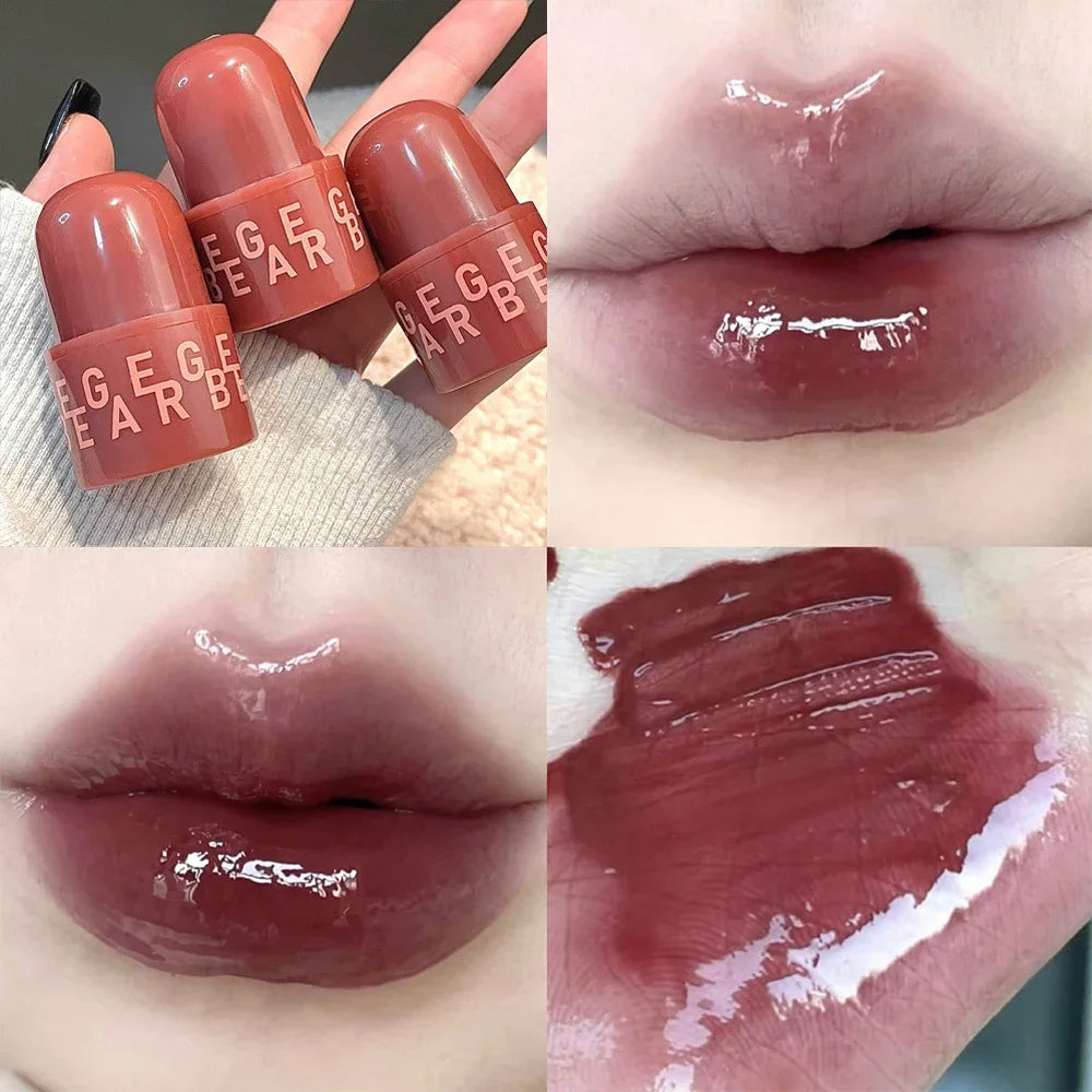 Waterproof Lasting Moisturizing No Fading Jelly Lip Glaze Bear Seal Mirror Lipsticks Lip Gloss