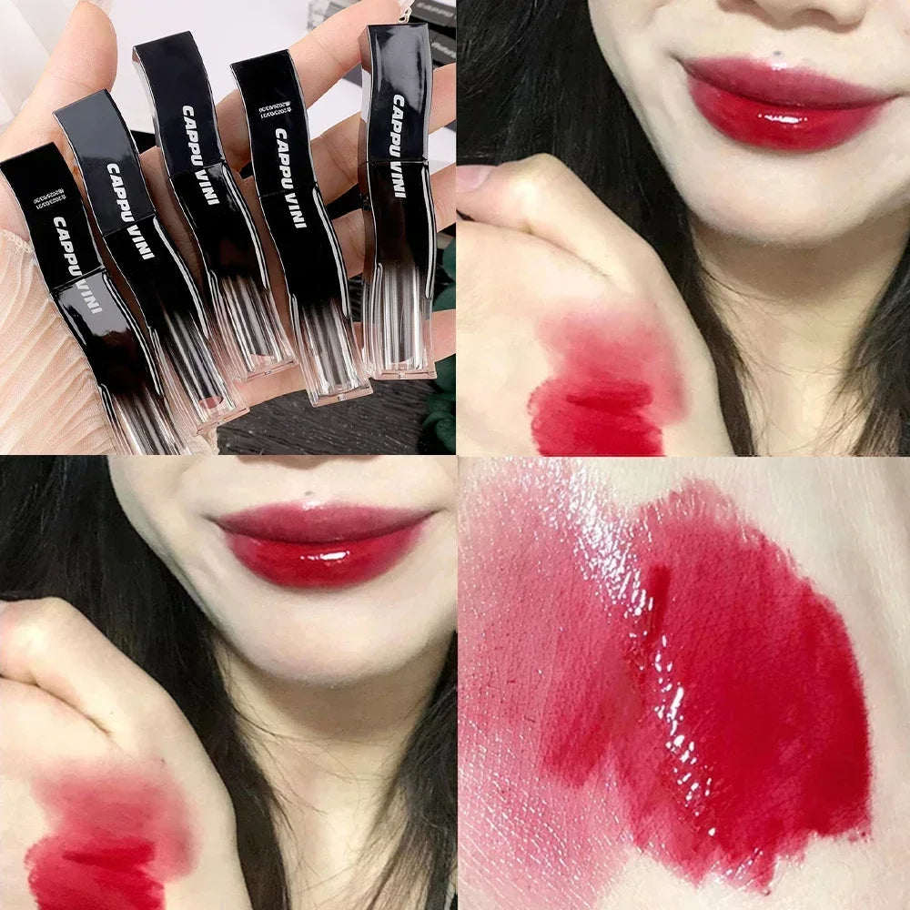 New Jelly Mirror Black Tube Lipstick Long Lasting Non-stick Cup Moisturize Water Light Lip Gloss