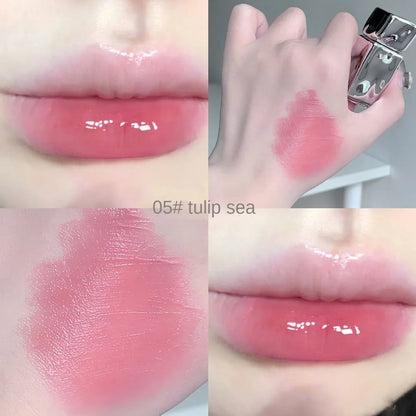 Korean Mirror Water Lip Gloss Lip Glaze Transparent Glass Lip Oil Waterproof Liquid Lipstick Nude Brown Clear Tint Makeup