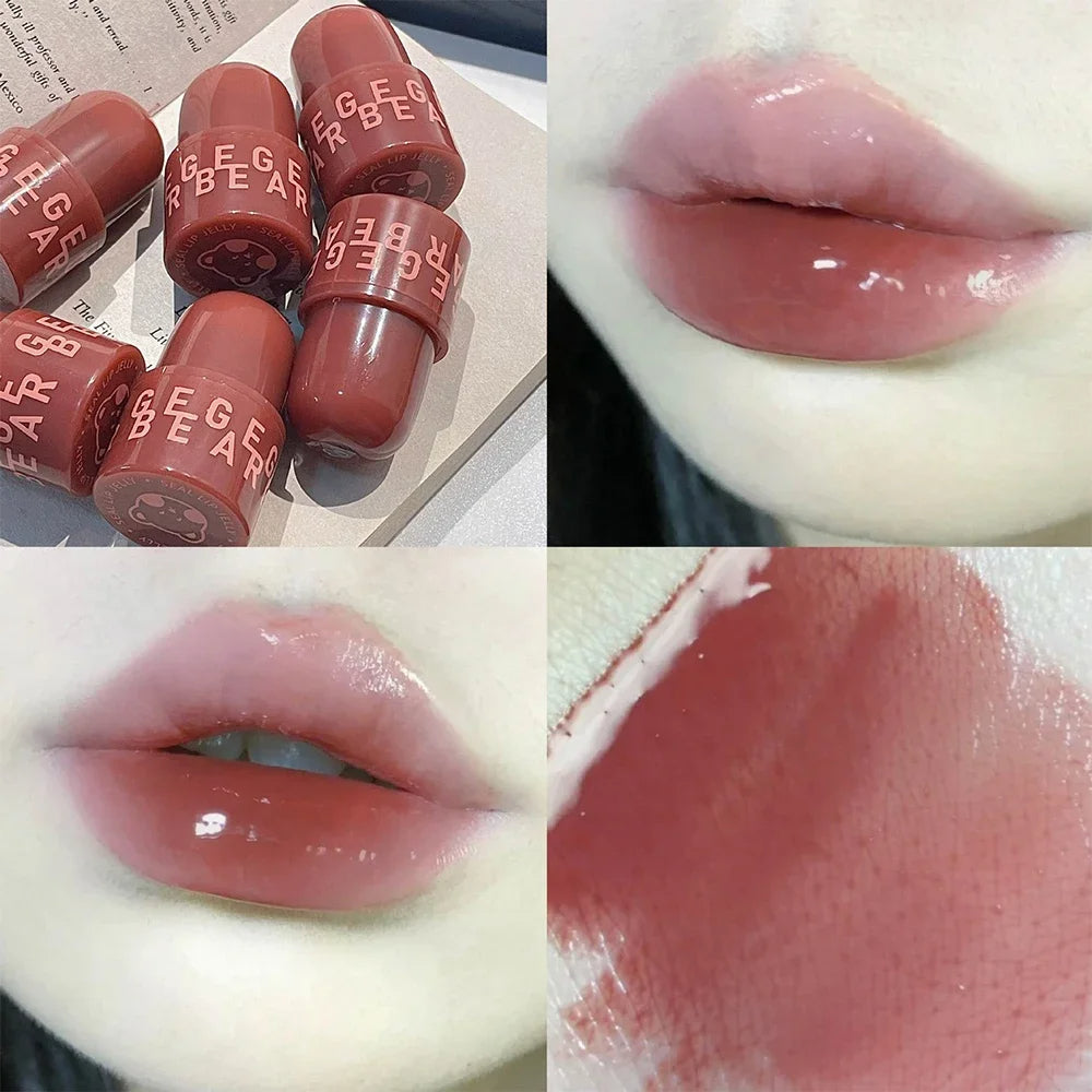 Waterproof Lasting Moisturizing No Fading Jelly Lip Glaze Bear Seal Mirror Lipsticks Lip Gloss