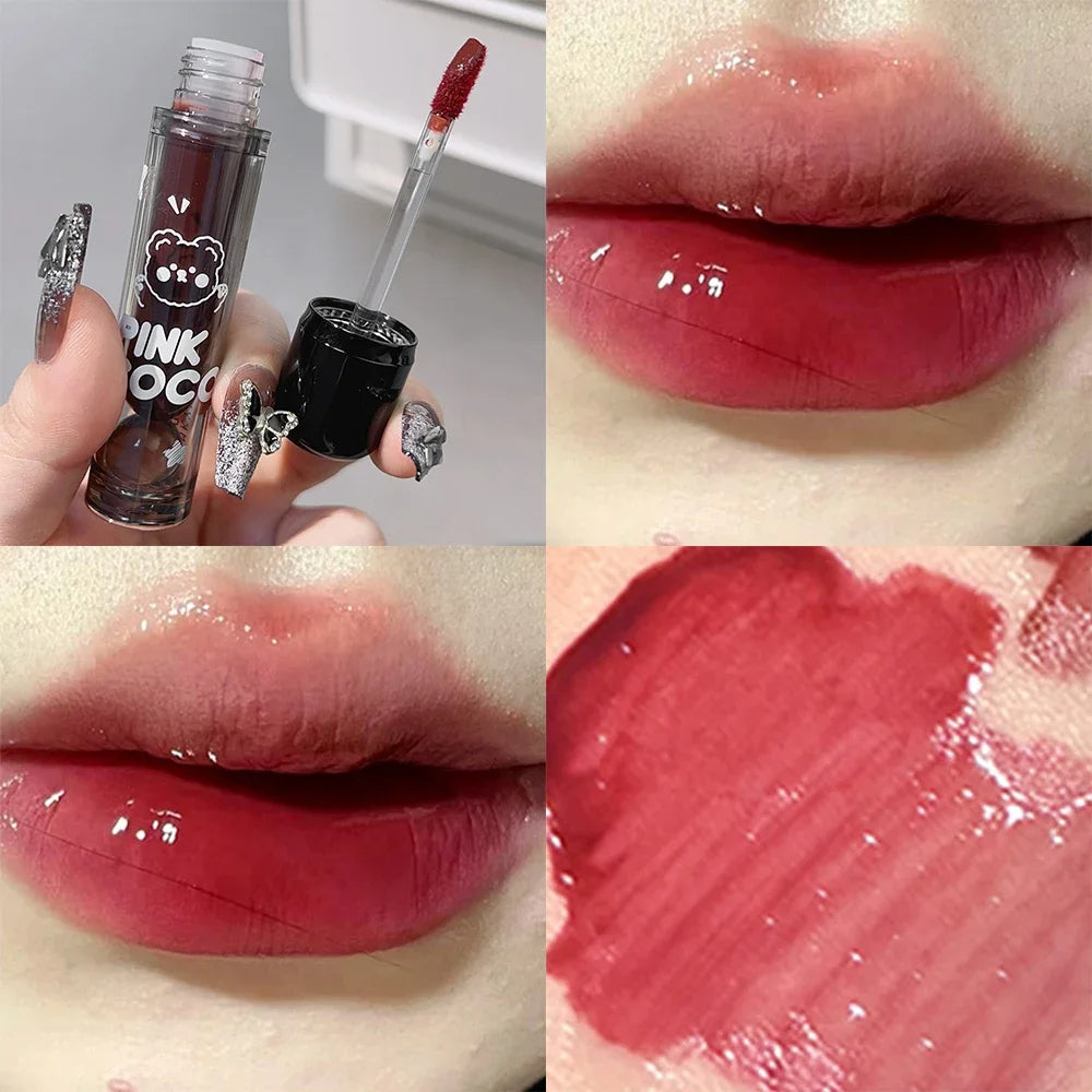 Punk Juice Red Lipgloss Water Light Clear Lip Glaze and Blush 2 in1 Waterproof Non Stick Liquid Lipstick Nude Lip Tint Makeup