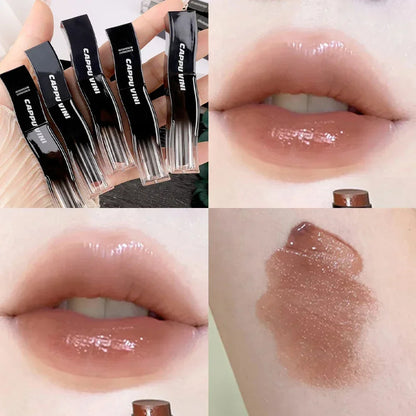 New Jelly Mirror Black Tube Lipstick Long Lasting Non-stick Cup Moisturize Water Light Lip Gloss