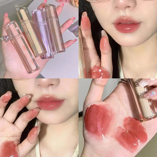 Iced Tea Mirror Lip Glaze Watery Lip Gloss Waterproof Lasting Transparent Jelly Liquid Lipstick