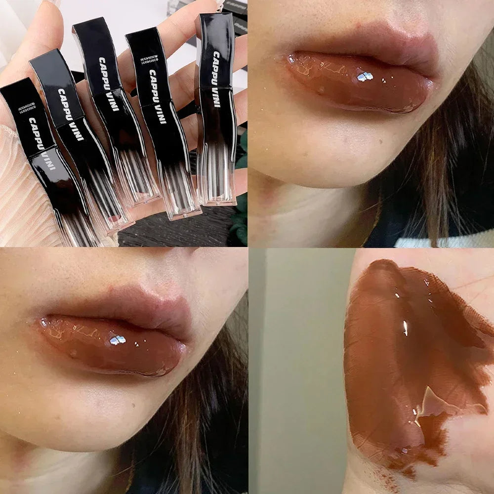 New Jelly Mirror Black Tube Lipstick Long Lasting Non-stick Cup Moisturize Water Light Lip Gloss