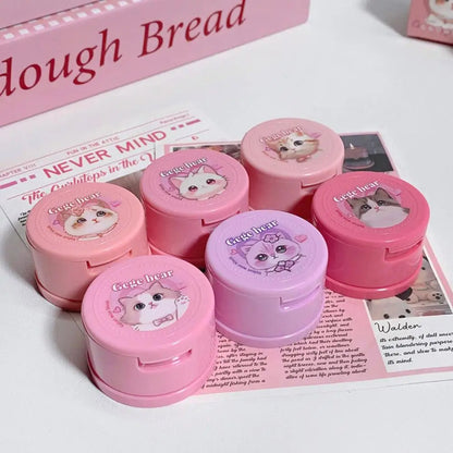 Korean Kawaii Cute Cat Powder Blusher Blush Cream Gege Bear Blush Matte Natural Cheek Tint Brightening Cosmetics Girl's Sponge Blusher Cream