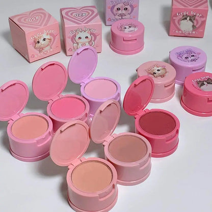 Korean Kawaii Cute Cat Powder Blusher Blush Cream Gege Bear Blush Matte Natural Cheek Tint Brightening Cosmetics Girl's Sponge Blusher Cream