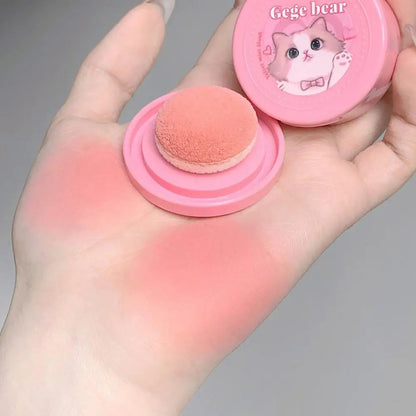 Korean Kawaii Cute Cat Powder Blusher Blush Cream Gege Bear Blush Matte Natural Cheek Tint Brightening Cosmetics Girl's Sponge Blusher Cream