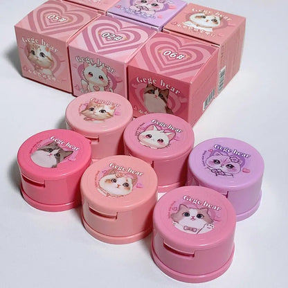 Korean Kawaii Cute Cat Powder Blusher Blush Cream Gege Bear Blush Matte Natural Cheek Tint Brightening Cosmetics Girl's Sponge Blusher Cream