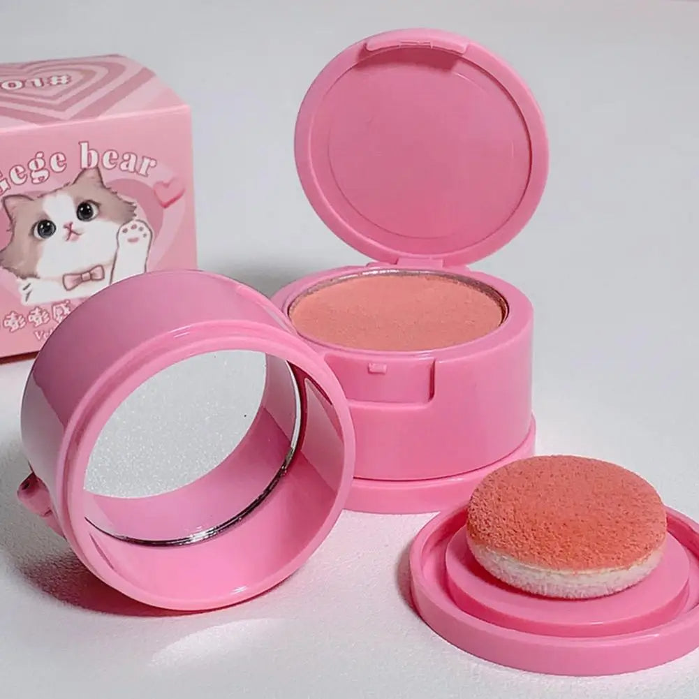 Korean Kawaii Cute Cat Powder Blusher Blush Cream Gege Bear Blush Matte Natural Cheek Tint Brightening Cosmetics Girl's Sponge Blusher Cream