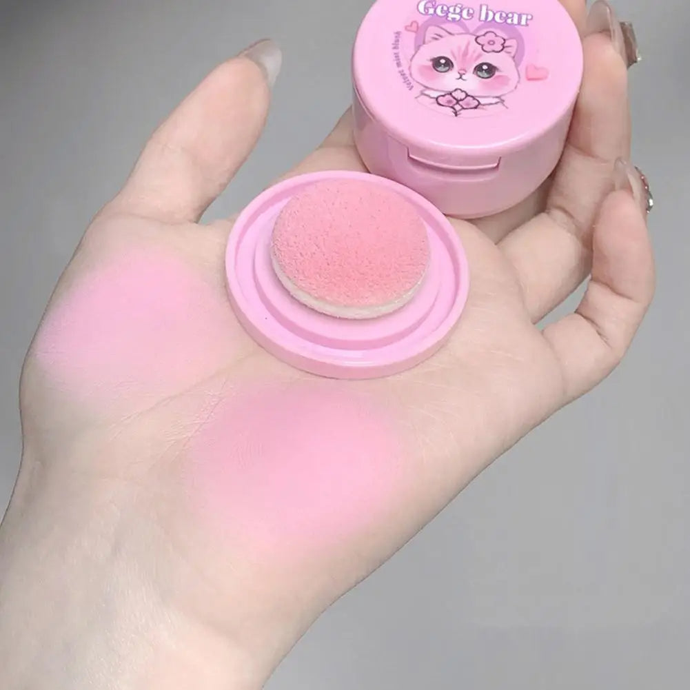 Korean Kawaii Cute Cat Powder Blusher Blush Cream Gege Bear Blush Matte Natural Cheek Tint Brightening Cosmetics Girl's Sponge Blusher Cream