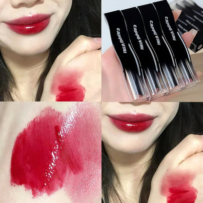 New Jelly Mirror Black Tube Lipstick Long Lasting Non-stick Cup Moisturize Water Light Lip Gloss