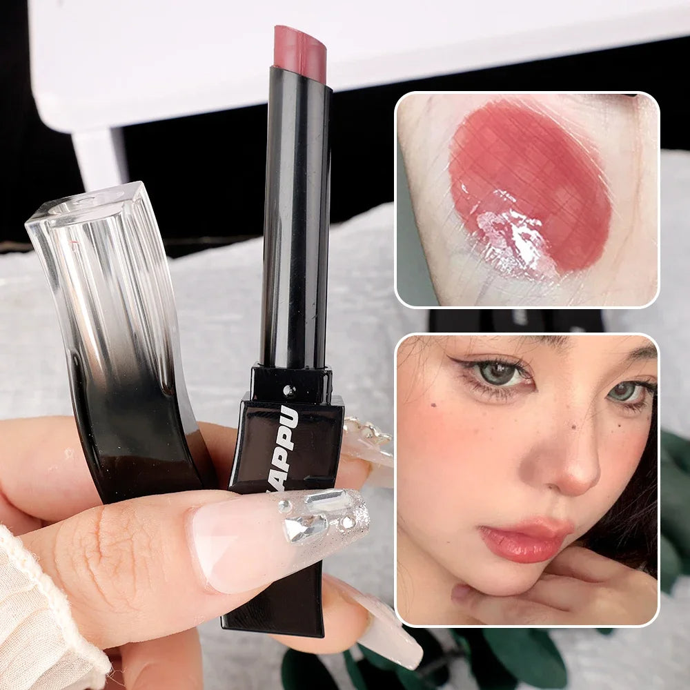 New Jelly Mirror Black Tube Lipstick Long Lasting Non-stick Cup Moisturize Water Light Lip Gloss