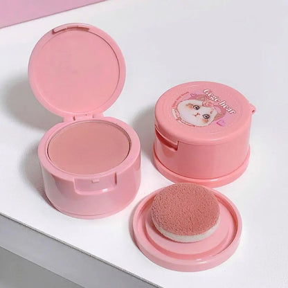 Korean Kawaii Cute Cat Powder Blusher Blush Cream Gege Bear Blush Matte Natural Cheek Tint Brightening Cosmetics Girl's Sponge Blusher Cream