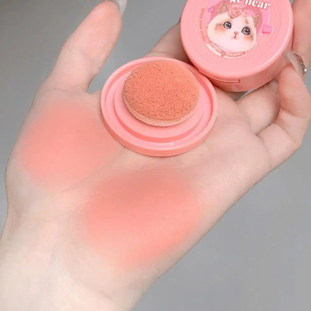 Korean Kawaii Cute Cat Powder Blusher Blush Cream Gege Bear Blush Matte Natural Cheek Tint Brightening Cosmetics Girl's Sponge Blusher Cream