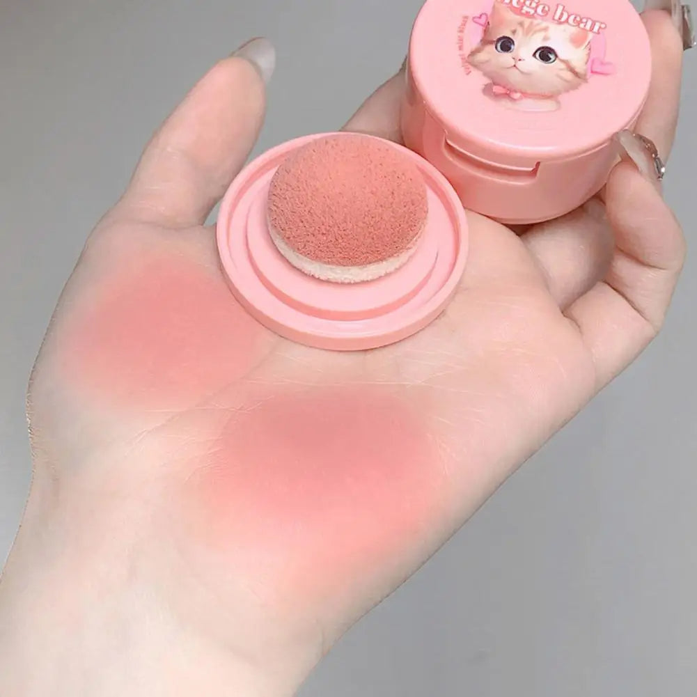 Korean Kawaii Cute Cat Powder Blusher Blush Cream Gege Bear Blush Matte Natural Cheek Tint Brightening Cosmetics Girl's Sponge Blusher Cream