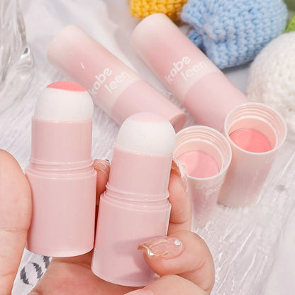 Korean Girly Blush Stick with Sponge Head Easy To Use Waterproof Lasting Brightening Face Contouring Shadow Blusher