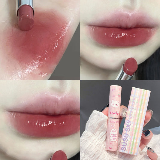 Colorful Korean Cute Kawaii Mirror Lipstick Jelly Tinted Lip Balm Moisturizing Lipstick Waterproof Long Lasting Red Lip Tint Korean Makeup Cosmetic