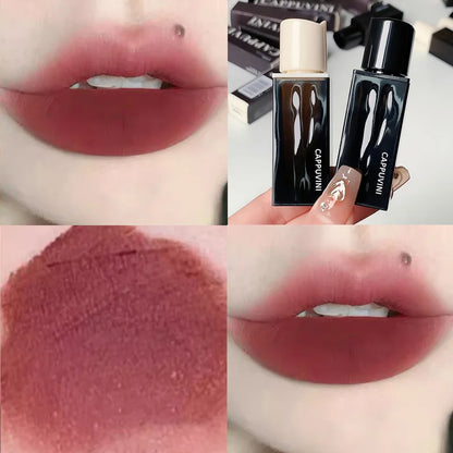 Korean Sexy Dark Brown Matte Velvet Lip Gloss Waterproof Liquid Lipstick Nude Brown Lips Tint Mud Makeup Latte Coffee Lip Glaze Cosmetics