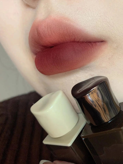 Korean Sexy Dark Brown Matte Velvet Lip Gloss Waterproof Liquid Lipstick Nude Brown Lips Tint Mud Makeup Latte Coffee Lip Glaze Cosmetics