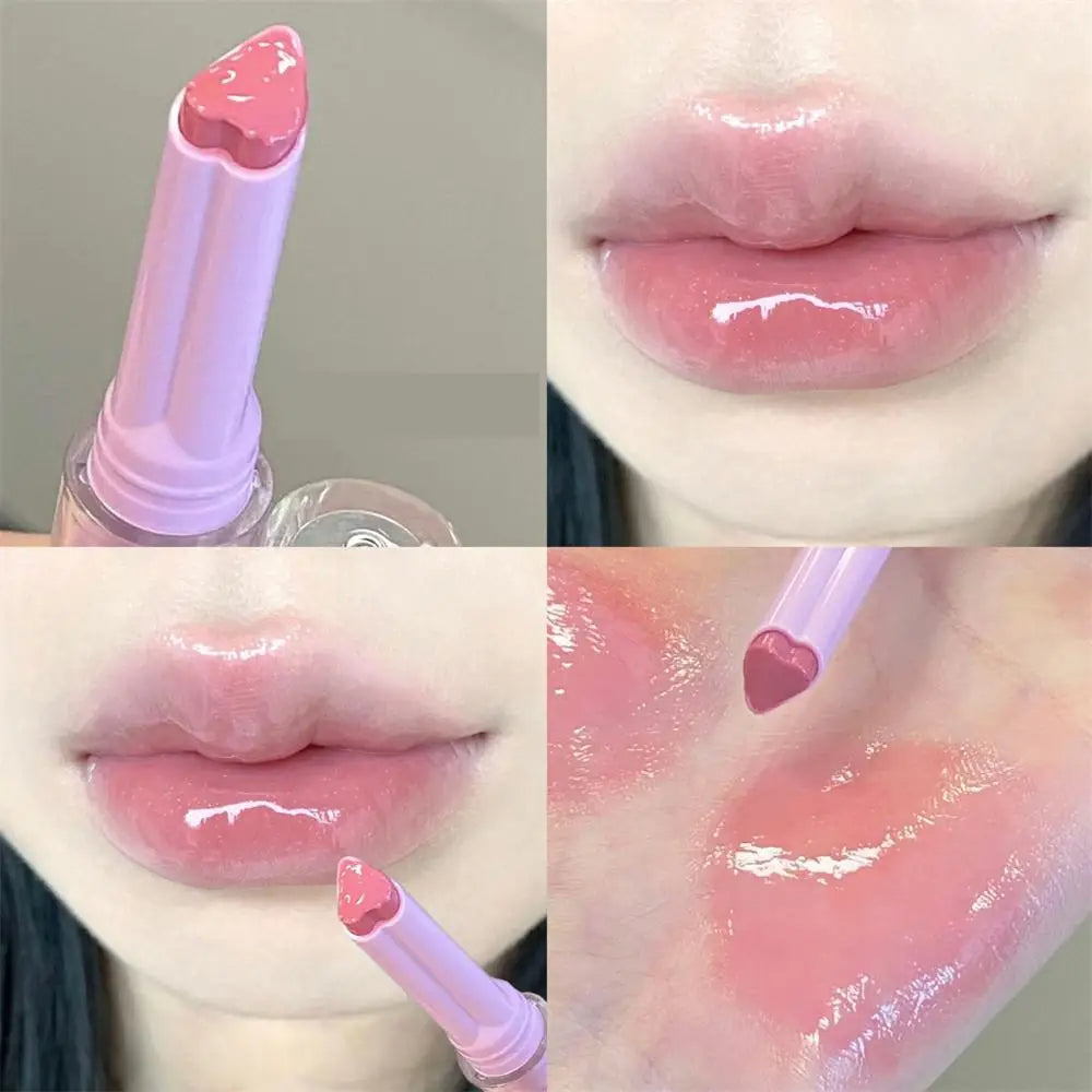 Gege Bear Cute Rabbit Jelly Lip Gloss Mirror Glass Solid Lip Glaze Flowers Water Light Heart Shape Lipstick