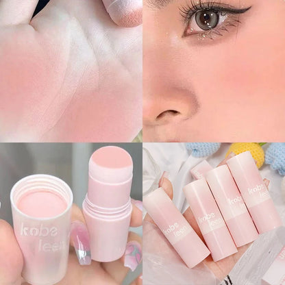 Korean Girly Blush Stick with Sponge Head Easy To Use Waterproof Lasting Brightening Face Contouring Shadow Blusher