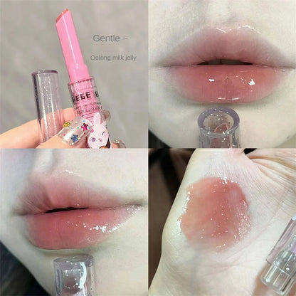 Gege Bear Cute Rabbit Jelly Lip Gloss Mirror Glass Solid Lip Glaze Flowers Water Light Heart Shape Lipstick