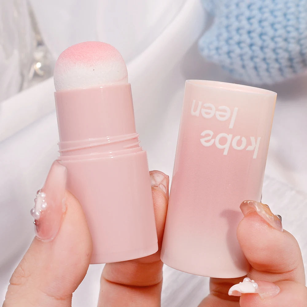 Korean Girly Blush Stick with Sponge Head Easy To Use Waterproof Lasting Brightening Face Contouring Shadow Blusher