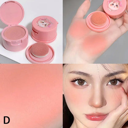 Korean Kawaii Cute Cat Powder Blusher Blush Cream Gege Bear Blush Matte Natural Cheek Tint Brightening Cosmetics Girl's Sponge Blusher Cream