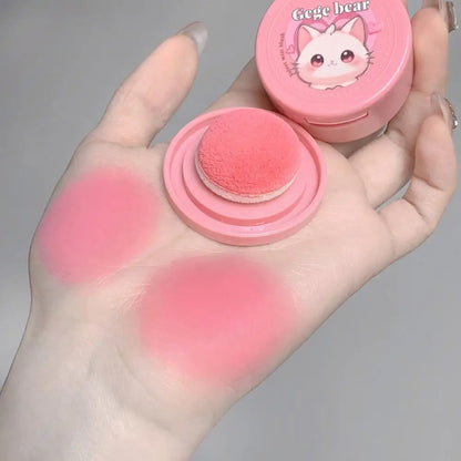 Korean Kawaii Cute Cat Powder Blusher Blush Cream Gege Bear Blush Matte Natural Cheek Tint Brightening Cosmetics Girl's Sponge Blusher Cream