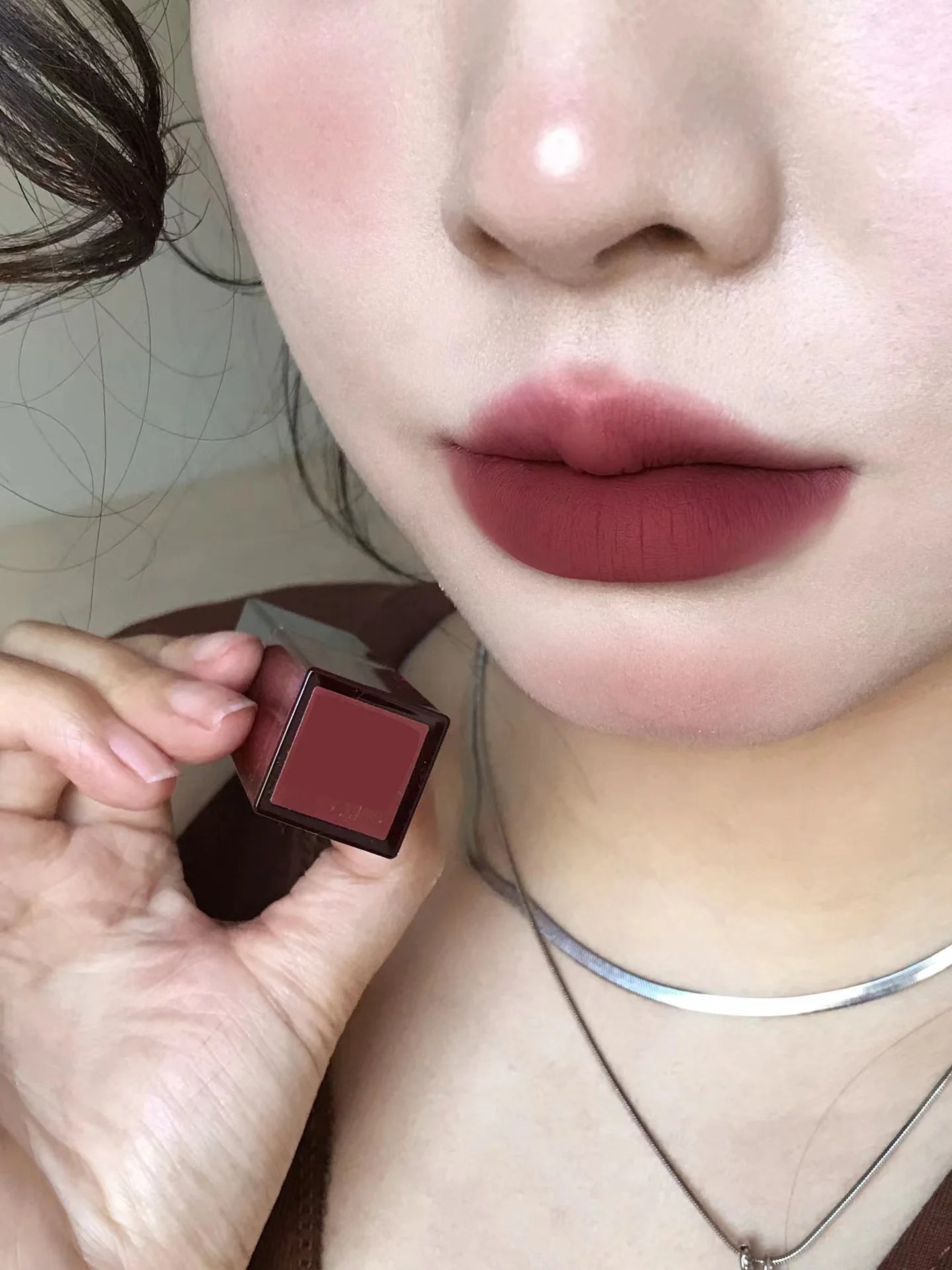 Korean Sexy Dark Brown Matte Velvet Lip Gloss Waterproof Liquid Lipstick Nude Brown Lips Tint Mud Makeup Latte Coffee Lip Glaze Cosmetics