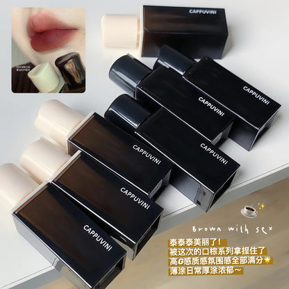 Korean Sexy Dark Brown Matte Velvet Lip Gloss Waterproof Liquid Lipstick Nude Brown Lips Tint Mud Makeup Latte Coffee Lip Glaze Cosmetics