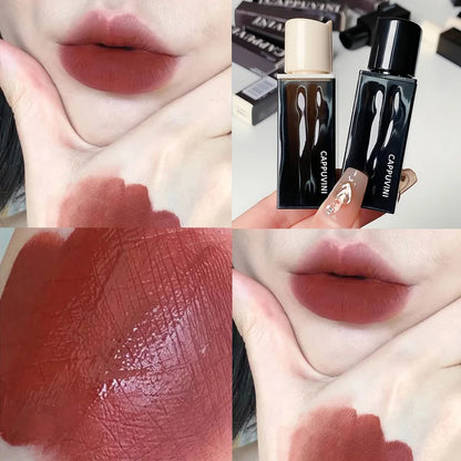 Korean Sexy Dark Brown Matte Velvet Lip Gloss Waterproof Liquid Lipstick Nude Brown Lips Tint Mud Makeup Latte Coffee Lip Glaze Cosmetics