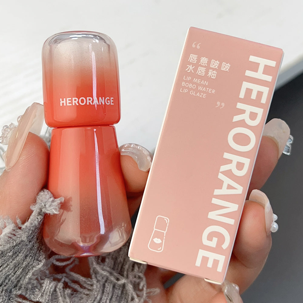 Korean Cute Transparent Water Glossy Lip Gloss Red Mirror Jelly Liquid Lipstick Moisturizing Long-lasting Lip Tint Korean Makeup Cosmetics