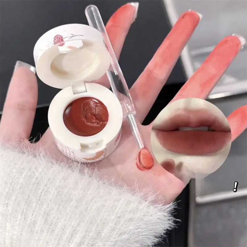 Korean Waterproof Lip Mud Clay Matte Lipstick Blush Makeup Long-lasting Non-stick Cup Red Lip Tint Pigment Mousse Lipstick